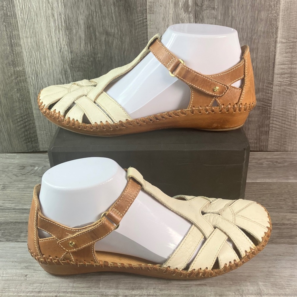 Pikolinos Puerto Vallarta Leather Huarache Sandals Tan Womens EU 38 US 7.5-8